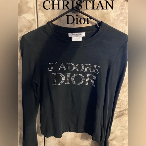 Dior | Tops | Christian Dior Jadore Swarovski Shirt Black